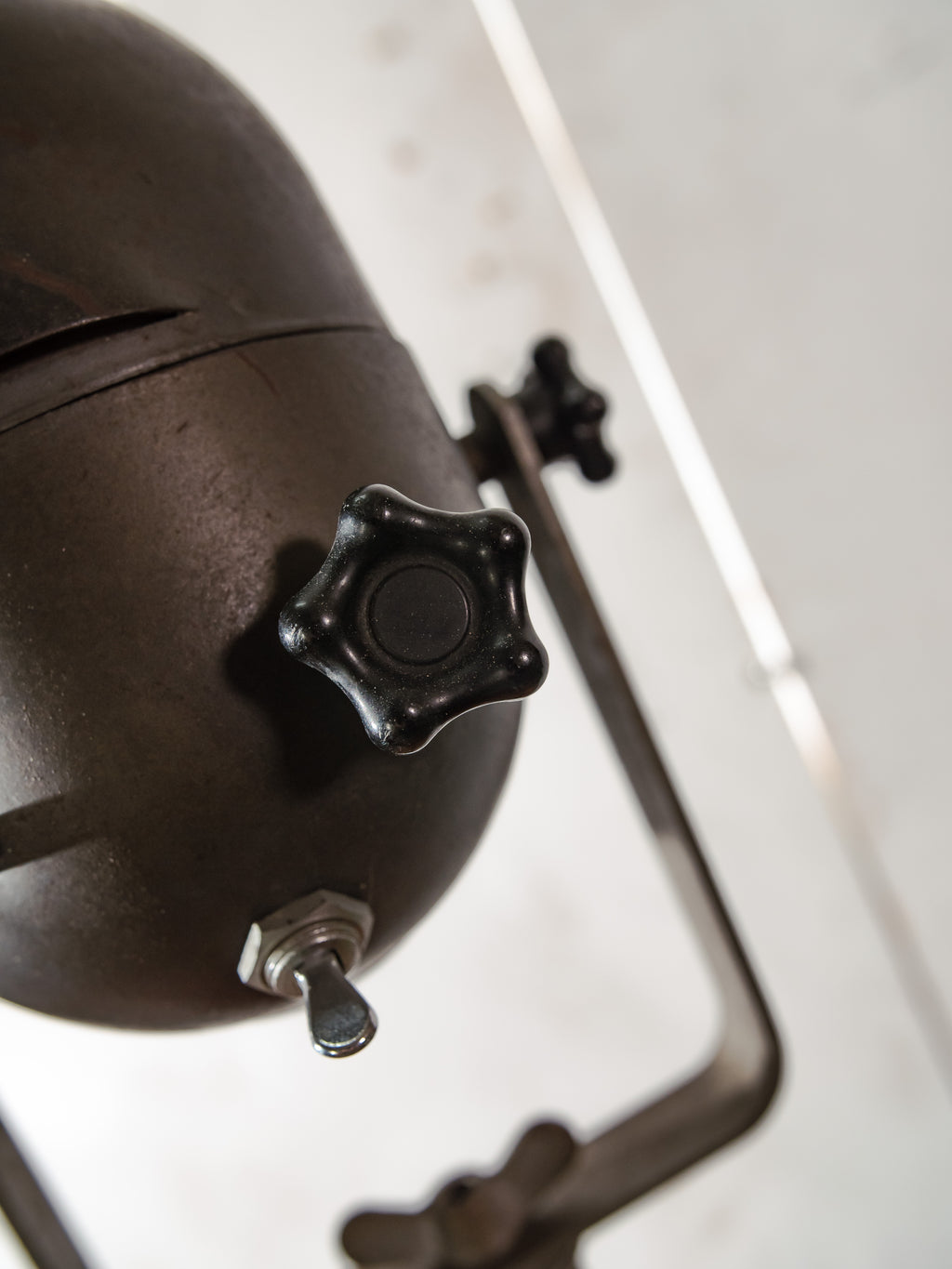 LITA Theatre Spotlight Floor Lamp | 1950s French Fresnel Projector on Rare Original Rolling Tripod