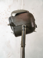 LITA Theatre Spotlight Floor Lamp | 1950s French Fresnel Projector on Rare Original Rolling Tripod