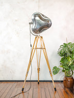 Polished Surgical Spotlight Heraeus Hanaulux London Floor Lamp | Army Crutch Tripod | Blue Lenses | Upcycled Hospital Light | Statement Lamp