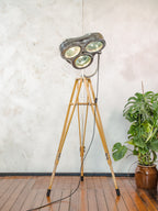Polished Surgical Spotlight Heraeus Hanaulux London Floor Lamp | Army Crutch Tripod | Blue Lenses | Upcycled Hospital Light | Statement Lamp