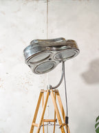 Polished Surgical Spotlight Heraeus Hanaulux London Floor Lamp | Army Crutch Tripod | Blue Lenses | Upcycled Hospital Light | Statement Lamp