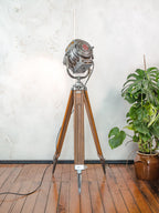 Bardwell McAlister 1950s Hollywood Keg Light Floor Lamp | Fresnel Lens | Barndoors | Vintage Tripod | Rewired E27 | Film Studio Spotlight