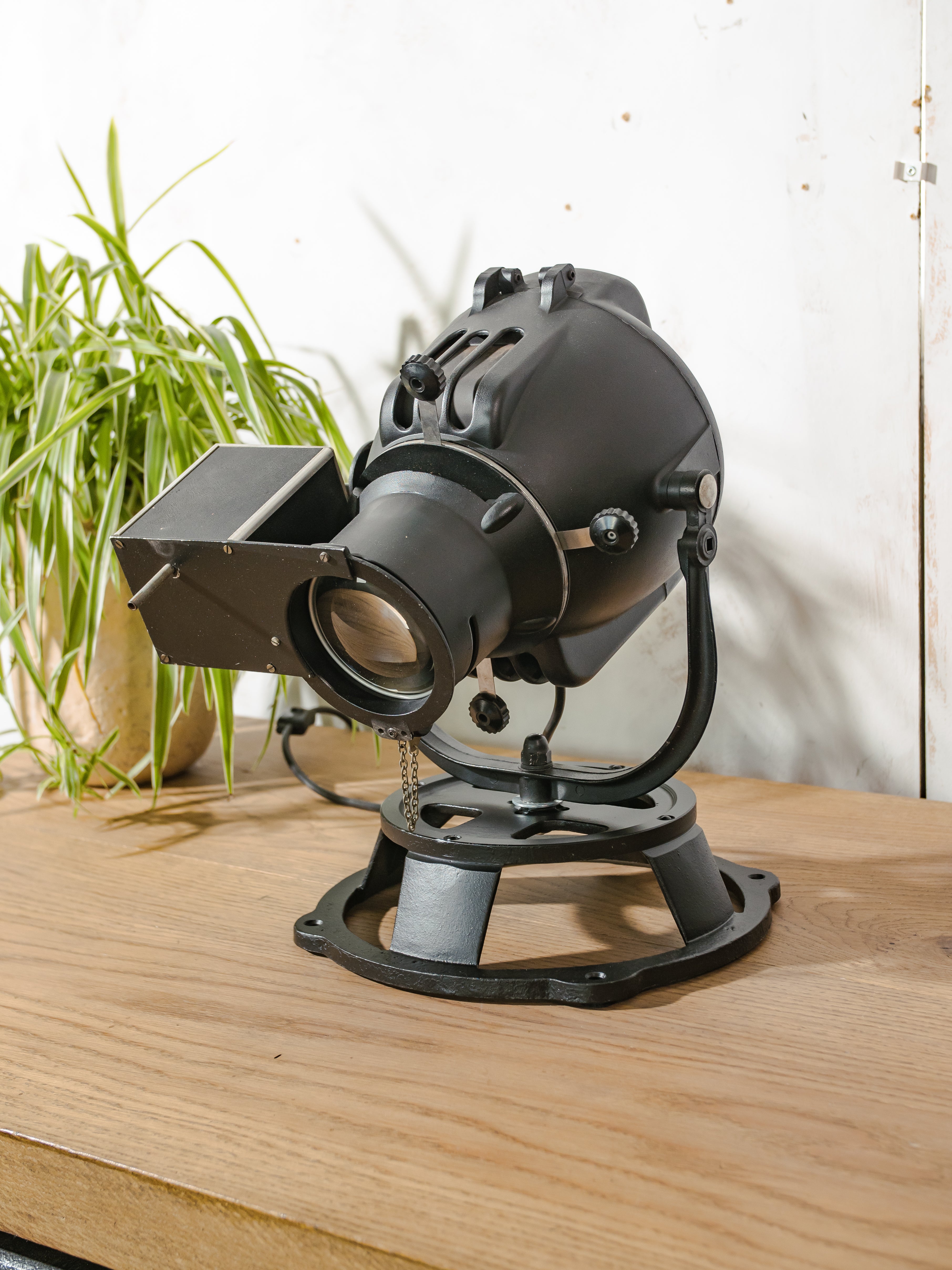 Strand Electric Patt 23 Pig Nose Theater Spotlight Desk Lamp | Toverli Color Wheel Motor | 1960s British Stage Light | Custom Base | Rewired