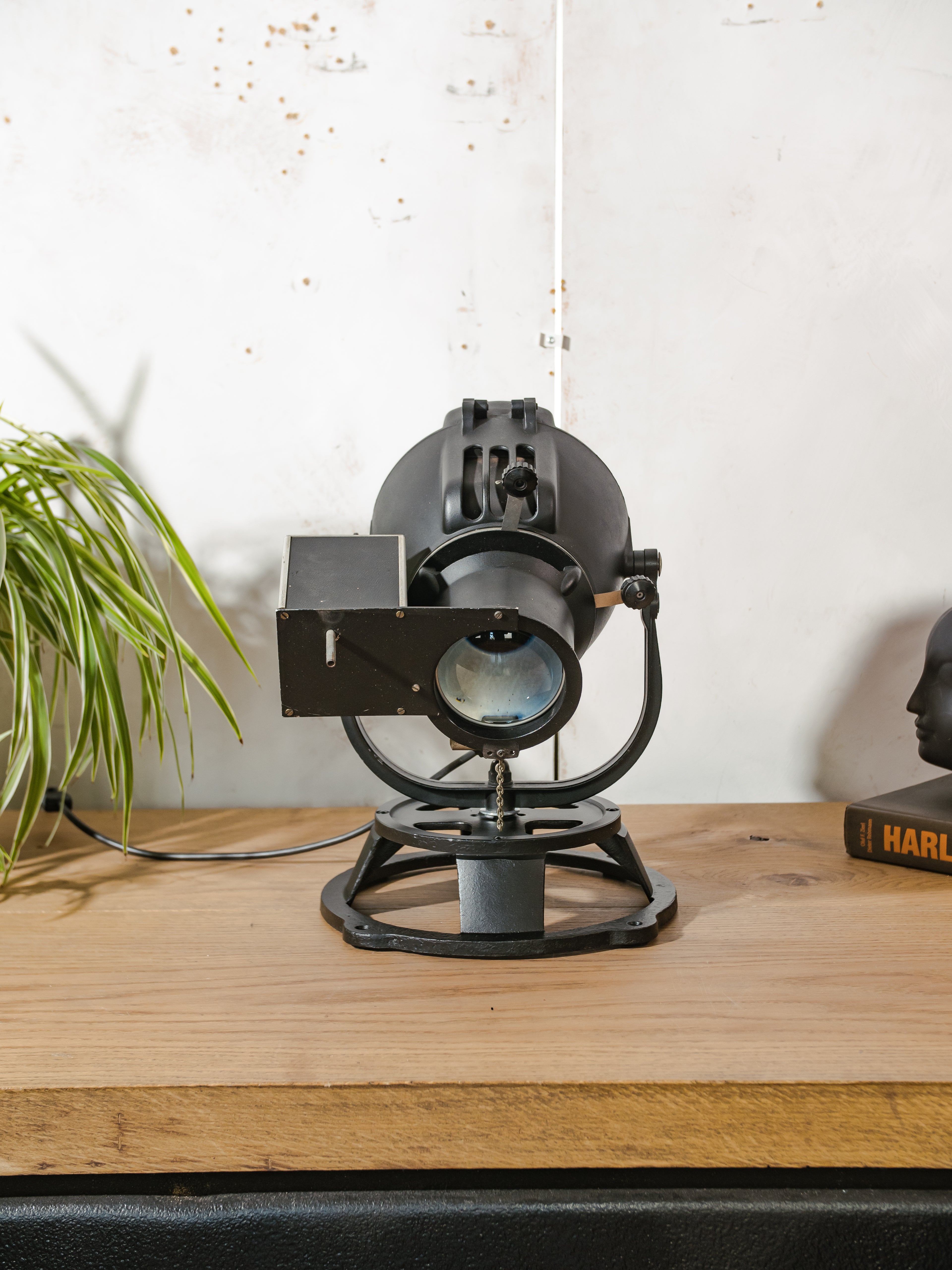 Strand Electric Patt 23 Pig Nose Theater Spotlight Desk Lamp | Toverli Color Wheel Motor | 1960s British Stage Light | Custom Base | Rewired