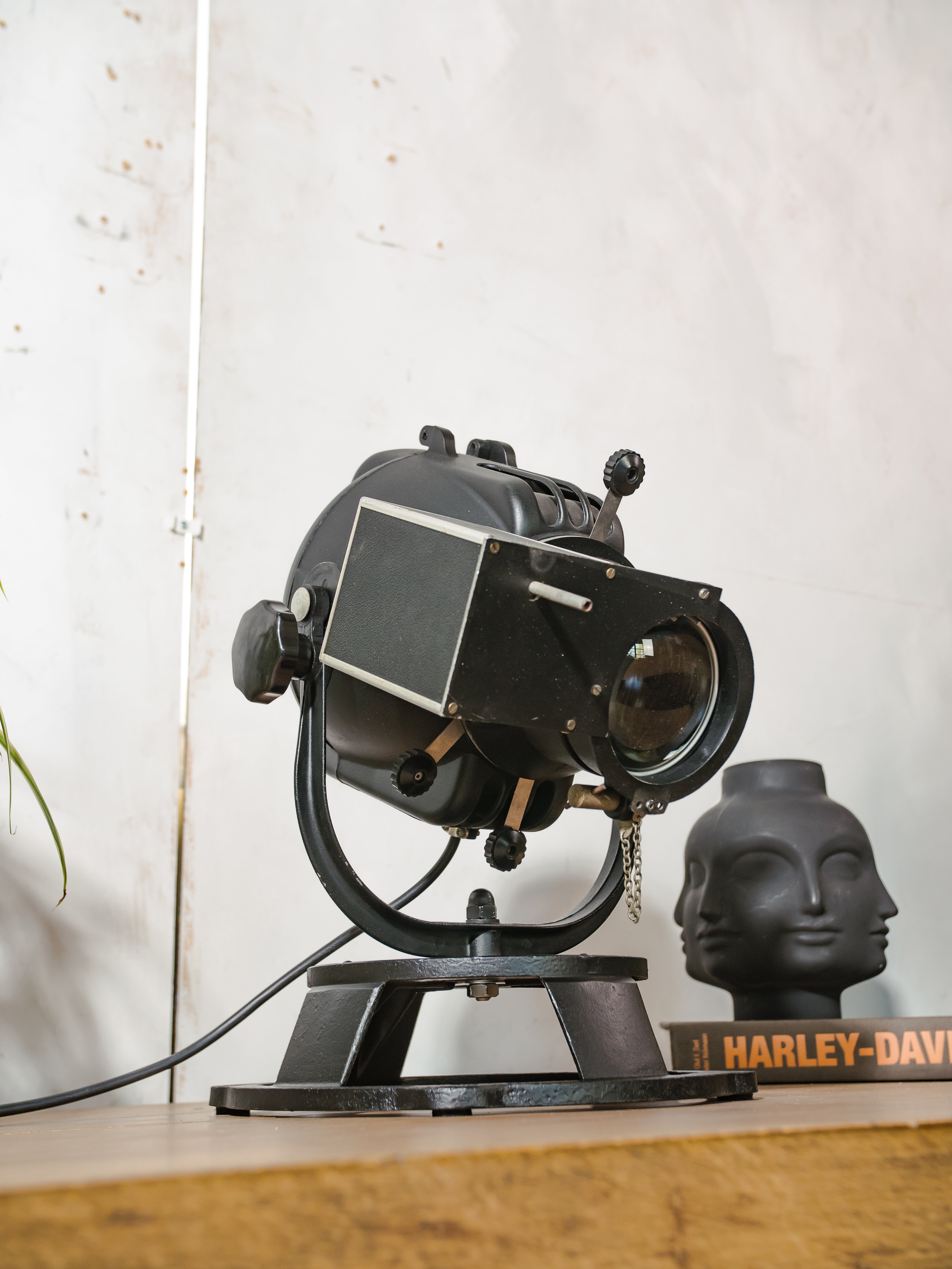 Strand Electric Patt 23 Pig Nose Theater Spotlight Desk Lamp | Toverli Color Wheel Motor | 1960s British Stage Light | Custom Base | Rewired