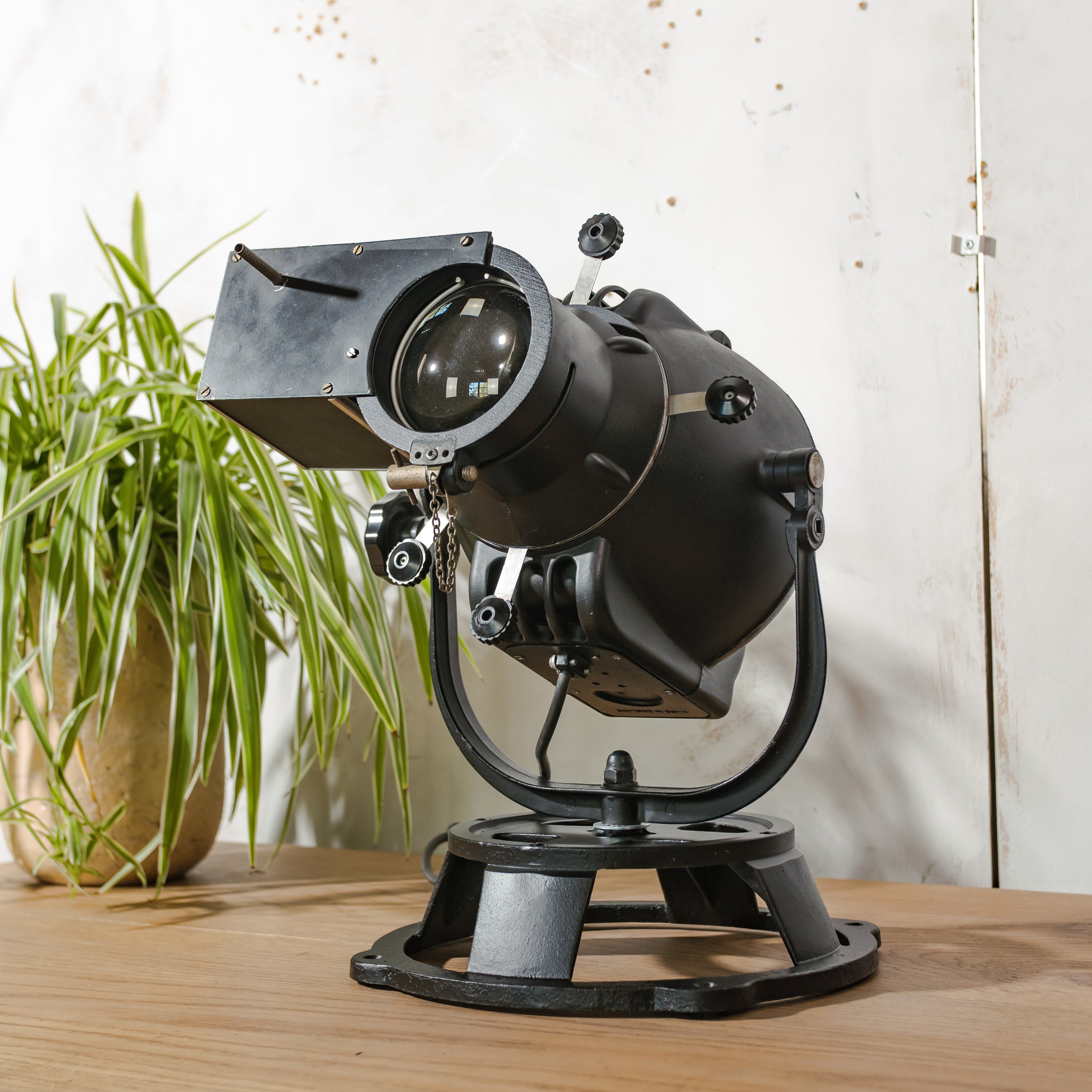 Strand Electric Patt 23 Pig Nose Theater Spotlight Desk Lamp | Toverli Color Wheel Motor | 1960s British Stage Light | Custom Base | Rewired