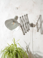 Vintage 1960s gray Hala Zeist Scissor Lamp, Model 110, Accordion Sconce
