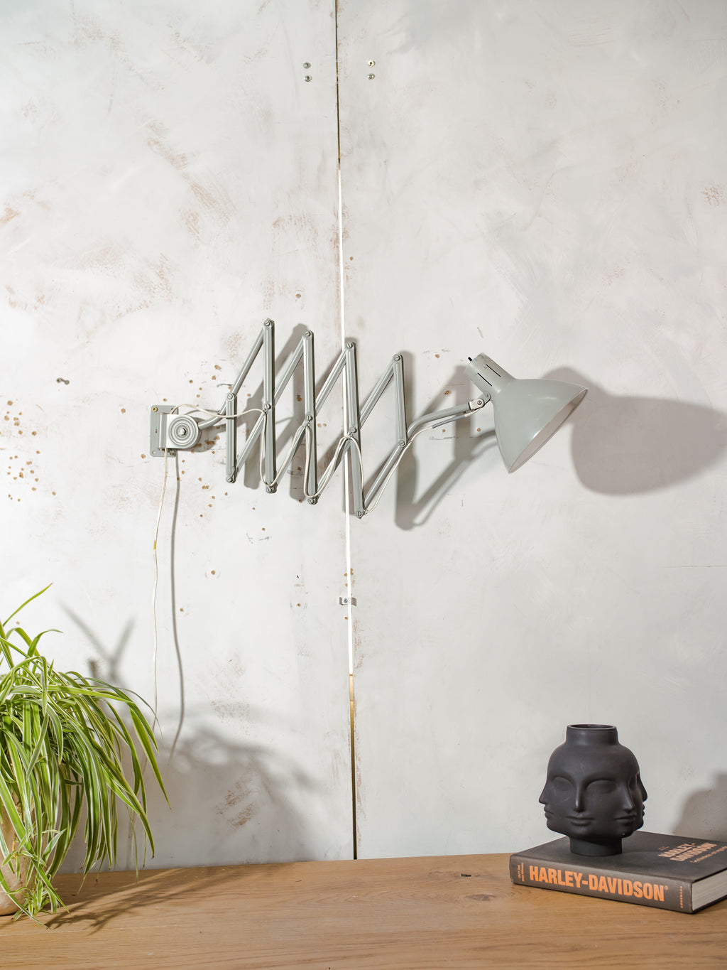 Vintage 1960s gray Hala Zeist Scissor Lamp, Model 110, Accordion Sconce