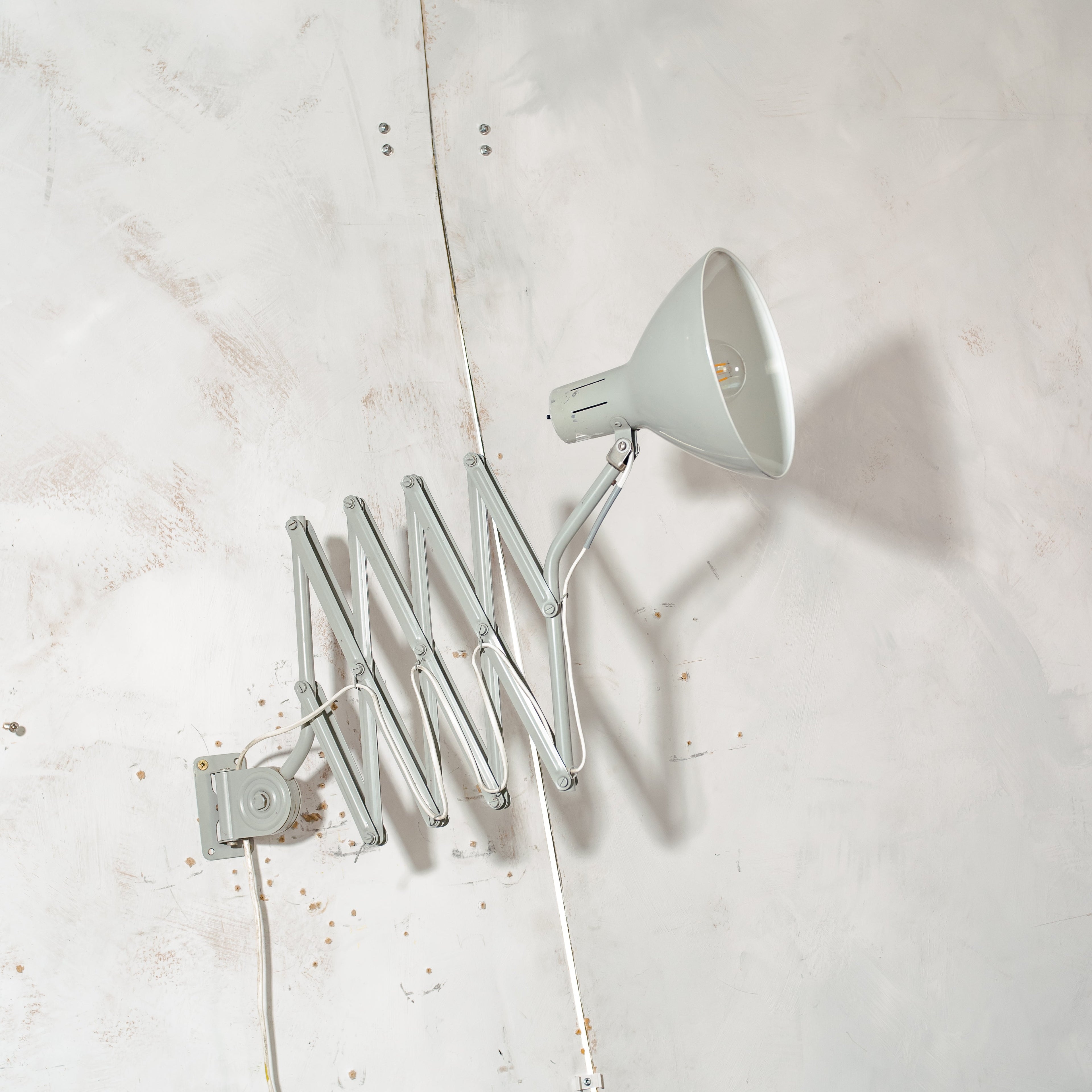 Vintage 1960s gray Hala Zeist Scissor Lamp, Model 110, Accordion Sconce