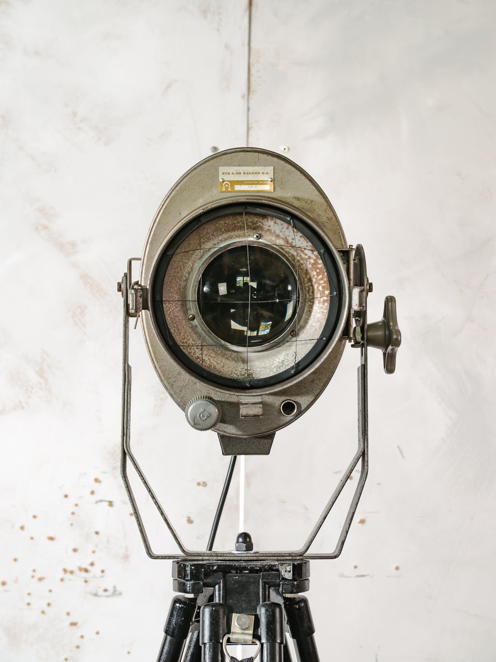 Vintage 1960s ADB Belgium Theater Spotlight Floor Lamp | Industrial Tripod Stage Light | Rewired E27 | Flood & Spot | Loft Lighting Decor