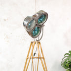 Polished Surgical Spotlight Heraeus Hanaulux London Floor Lamp | Army Crutch Tripod | Blue Lenses | Upcycled Hospital Light | Statement Lamp