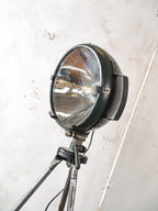 Vintage Military Spotlight Floor Lamp on original Tripod | Bosch Eisemann Industrial Searchlight | Industrial Loft Lighting
