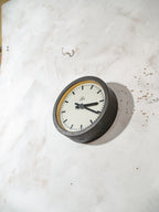 1930s Small Station Clock by Siemens, Ø30 CM, Satin Black Industrial Factory Clock, Converted to Quartz mechanism