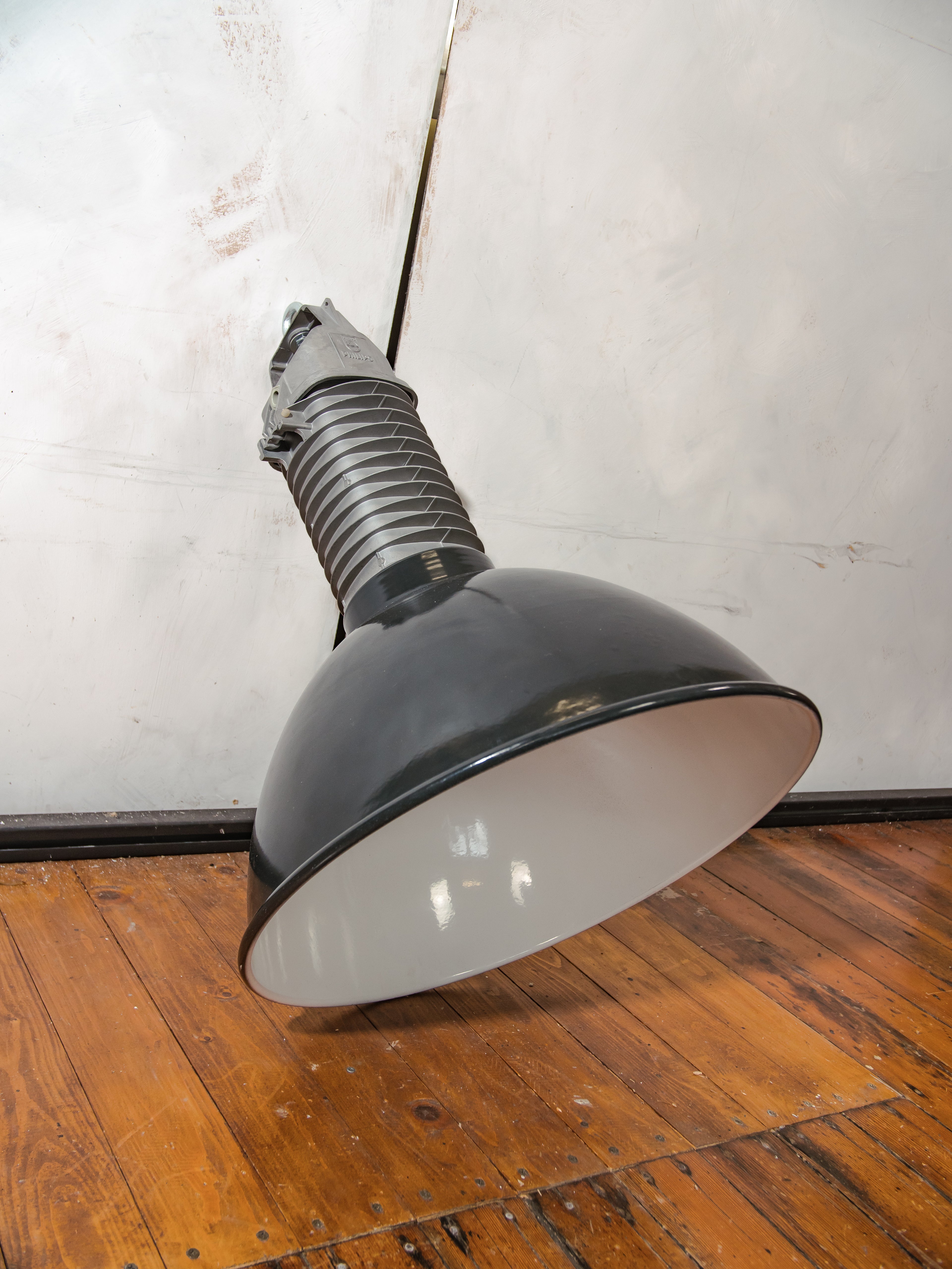 Industrial Black Enamel Pendant Light 1950s, Vintage Philips HDK 250, Large Factory Lamp, Kitchen Hanging Barn lighting