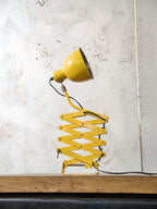 Vintage Yellow SIS Scissor Wall Lamp, 1960s Industrial Accordion Light, Workshop Wall Light, Retro Industrial Lighting