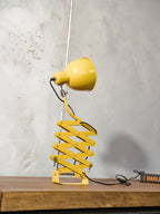 Vintage Yellow SIS Scissor Wall Lamp, 1960s Industrial Accordion Light, Workshop Wall Light, Retro Industrial Lighting