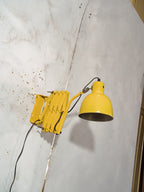 Vintage Yellow SIS Scissor Wall Lamp, 1960s Industrial Accordion Light, Workshop Wall Light, Retro Industrial Lighting