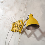 Vintage Yellow SIS Scissor Wall Lamp, 1960s Industrial Accordion Light, Workshop Wall Light, Retro Industrial Lighting