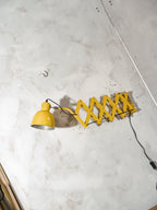 Vintage Yellow SIS Scissor Wall Lamp, 1960s Industrial Accordion Light, Workshop Wall Light, Retro Industrial Lighting