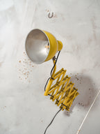 Vintage Yellow SIS Scissor Wall Lamp, 1960s Industrial Accordion Light, Workshop Wall Light, Retro Industrial Lighting