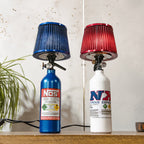 Racing Nitrous Oxide NOS & NX Express bureau of tafel lamp met Power luchtfilter lampenkap, wit + blauw gerecyclede brandblusser JDM