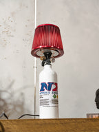 Racing Nitrous Oxide NOS & NX Express bureau of tafel lamp met Power luchtfilter lampenkap, wit + blauw gerecyclede brandblusser JDM