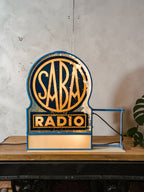 Extremely Rare 1930s SABA Radio Double-Sided Illuminated Dealer Sign – Art Deco German Radio Advertising Lightbox – Museum Quality