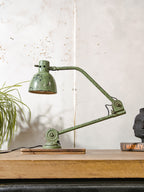1940s Hala Zeist, Model 122 Swing Arm Lamp, Vintage Industrial Desk Light - Patina Green