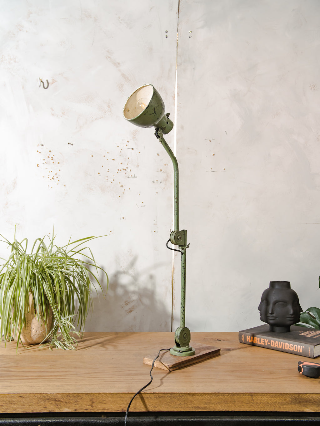 1940s Hala Zeist, Model 122 Swing Arm Lamp, Vintage Industrial Desk Light - Patina Green