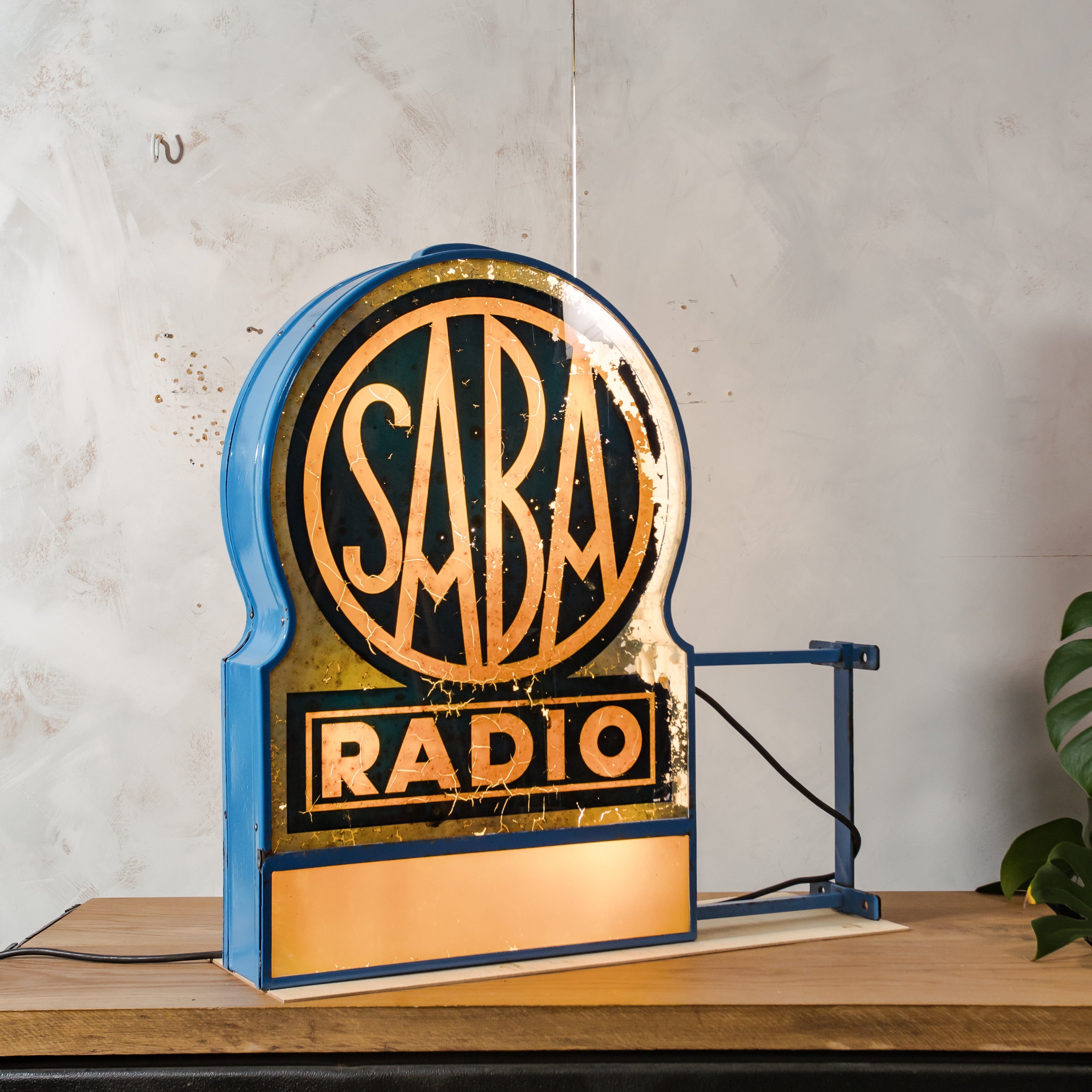 Extremely Rare 1930s SABA Radio Double-Sided Illuminated Dealer Sign – Art Deco German Radio Advertising Lightbox – Museum Quality