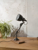 Restored 1920s Rademacher Desk Lamp, Vintage Bauhaus German Enamel shade Task Light