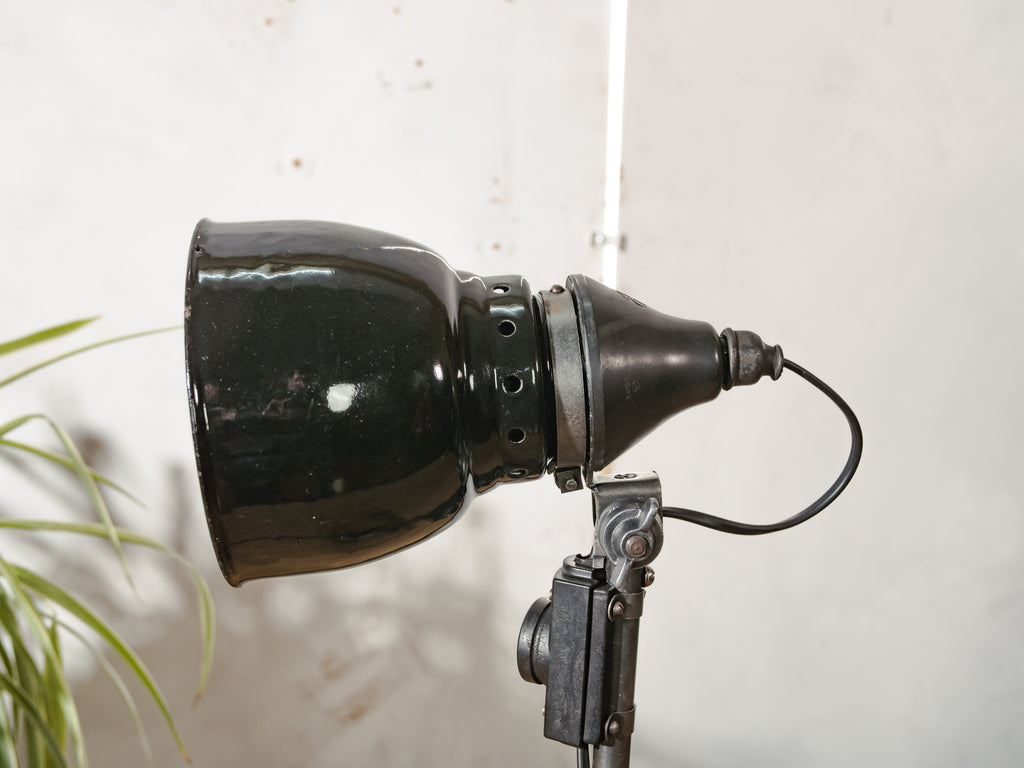 Restored 1920s Rademacher Desk Lamp, Vintage Bauhaus German Enamel shade Task Light