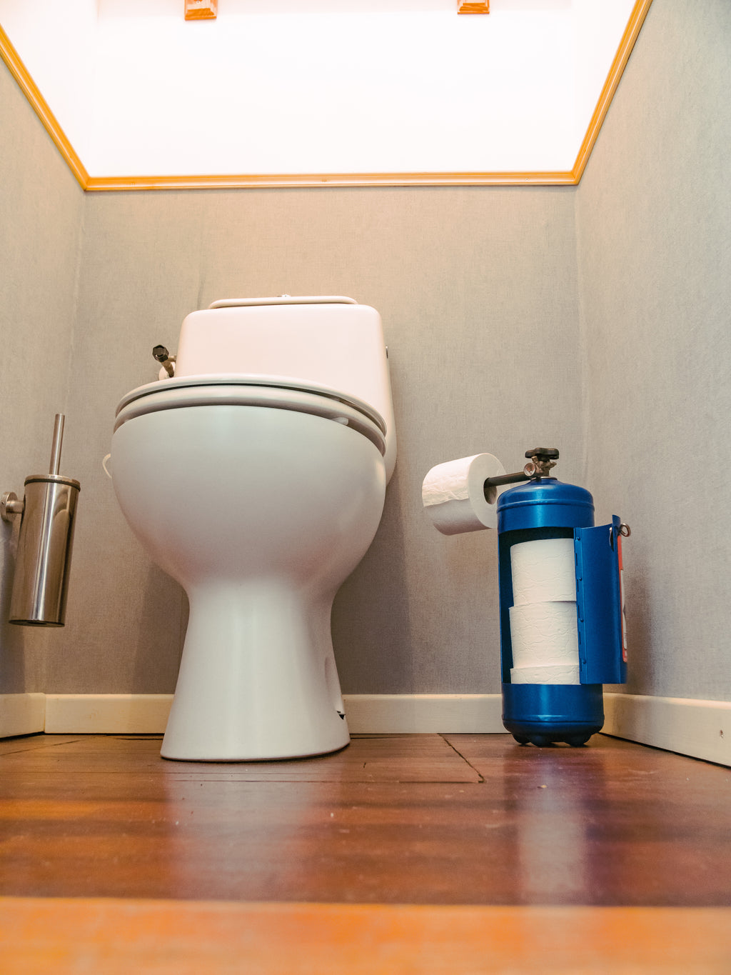 NOS Nitrous Oxide Toilet Paper Holder, Upcycled Fire Extinguisher, Automotive Garage Bathroom Toilet Decor