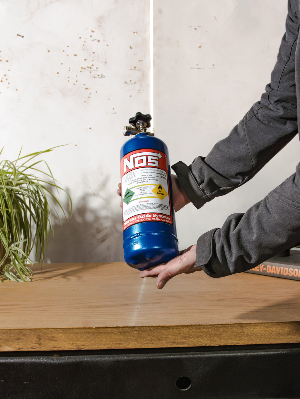 NOS Style Nitrous Bottle Decor, Upcycled Fire Extinguisher Prop – Fast & Furious Inspired Car Decor – Garage / Man Cave Display