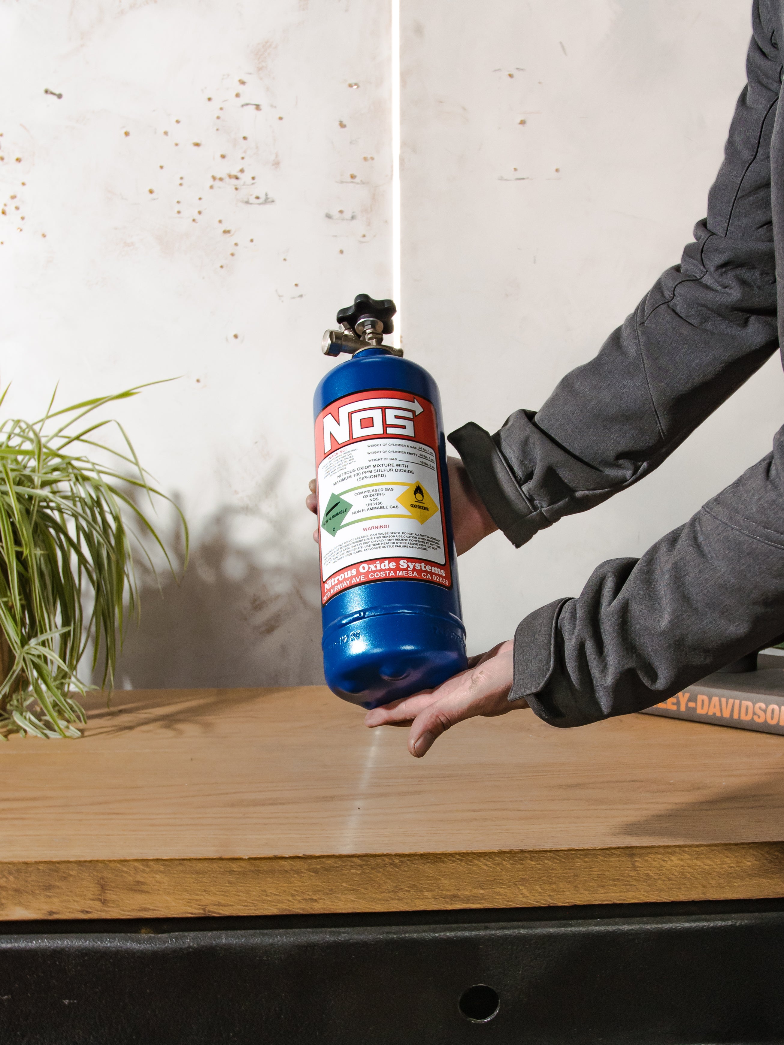 NOS Style Nitrous Bottle Decor, Upcycled Fire Extinguisher Prop – Fast & Furious Inspired Car Decor – Garage / Man Cave Display