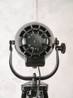 Vloerlamp uit de jaren 60 van Rank Strand, Model Patt 123, satijnzwart, upcycled, met zwart houten statief, design loft decor.