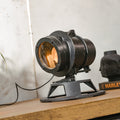 Industrial DDR Railroad Signal Spotlight Desk lamp, Vintage desk Light, Telesig Berlin, Orange Lens