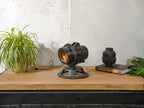 Industriële DDR spoorweg signaal spotlight lamp voor op het bureau, vintage bureaulamp, Telesig Berlin, oranje lens