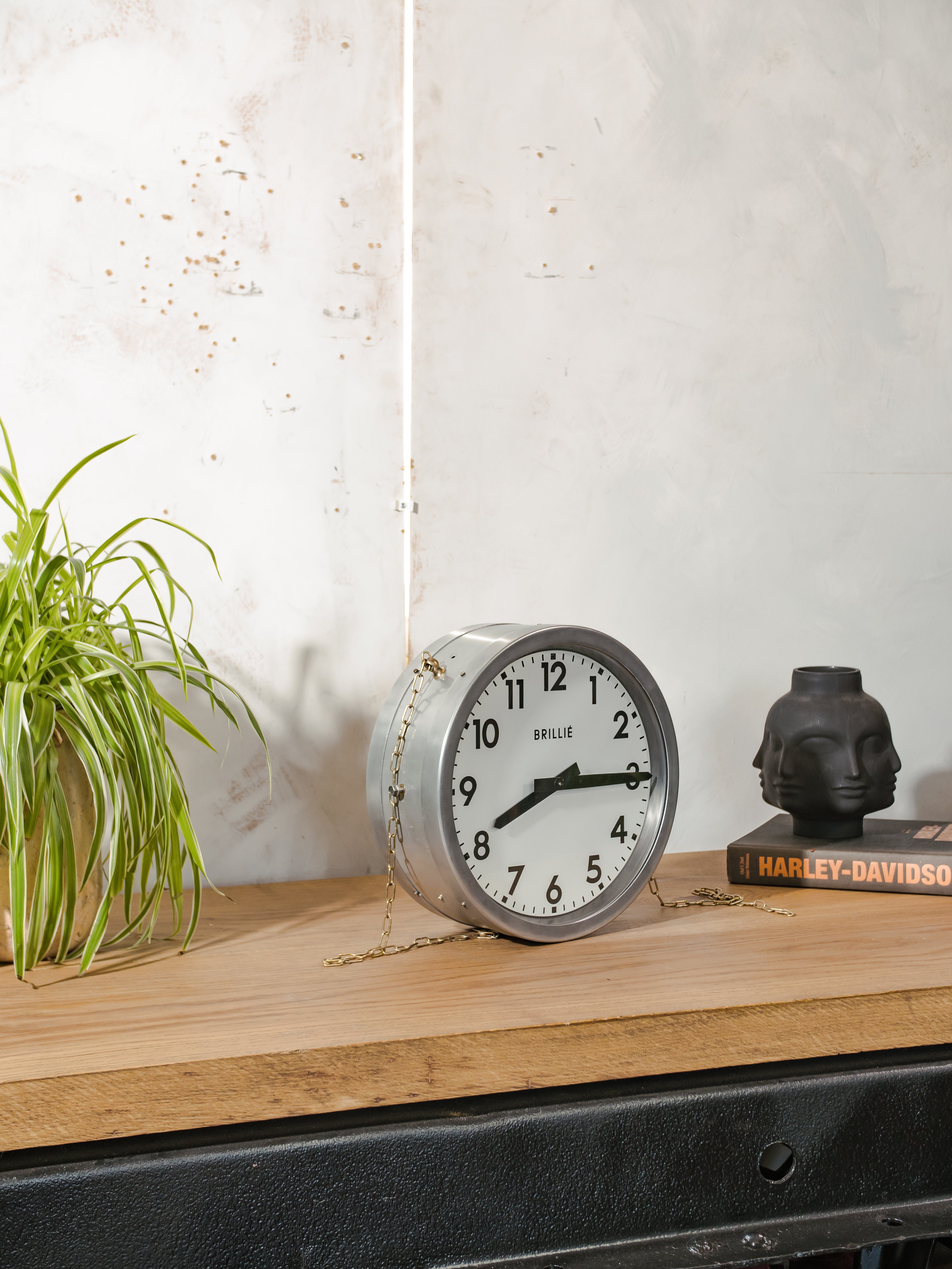 Vintage Brillié Double Sided French Station Clock, 32cm Industrial Railway Clock, Original Pulse Movement, Factory Clock – Restored