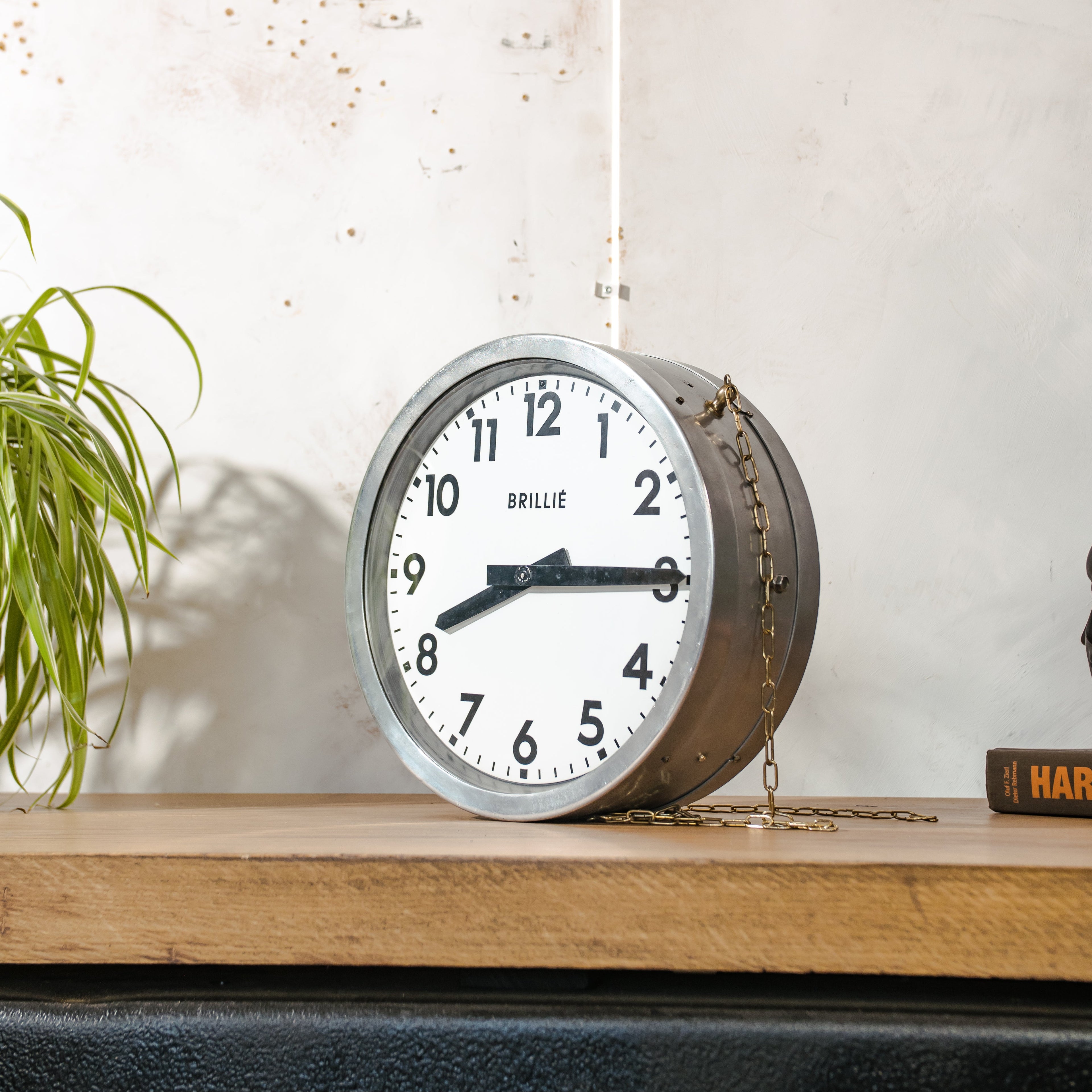 Vintage Brillié Double Sided French Station Clock, 32cm Industrial Railway Clock, Original Pulse Movement, Factory Clock – Restored