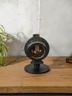 Vintage DDR spoorweg signaal schijnwerper tafellamp, industriële bureaulamp, Telesig Berlin, oranje lens.
