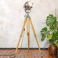 Vintage Strand Electric Patt 123 Theater Spotlight Floor Lamp, Industrial Tripod Stage Light, Polished Film Light, Loft Lighting Decor