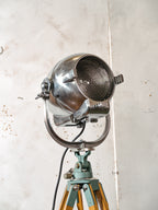 Vintage Strand Electric Patt 123 Theater Spotlight Floor Lamp, Industrial Tripod Stage Light, Polished Film Light, Loft Lighting Decor
