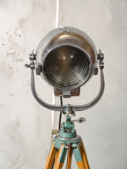 Vintage Strand Electric Patt 123 Theater Spotlight Floor Lamp, Industrial Tripod Stage Light, Polished Film Light, Loft Lighting Decor