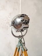 Vintage Strand Electric Patt 123 Theater Spotlight Floor Lamp, Industrial Tripod Stage Light, Polished Film Light, Loft Lighting Decor