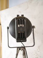 Vintage Strand Patt 23 Theater Spotlight Floor Lamp, Industrial Bosch Tripod Lamp, 1960s British Stage Light
