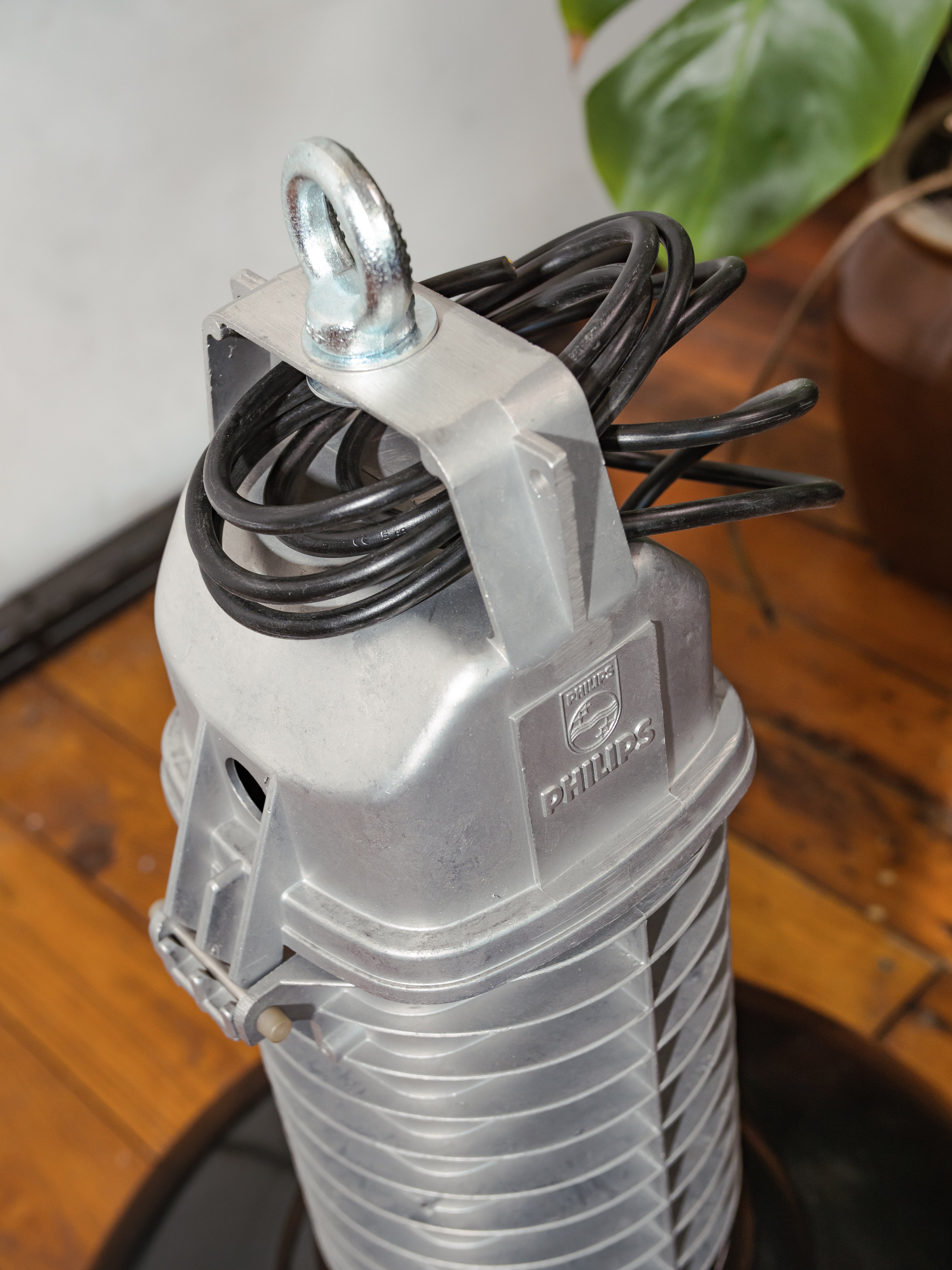 Vintage Philips HDK Series Industrial Pendant Light, Black Enamel Shade Factory Lamp, 1950s - LOW Shades - renovated