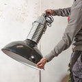 Vintage Philips HDK-serie industriële hanglamp, zwarte geëmailleerde kap, fabriekslamp uit de jaren 1950 - lage kappen - gerenoveerd