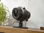 Vintage DDR spoorweg signaal schijnwerper tafellamp, industriële bureaulamp, Telesig Berlin, oranje lens.