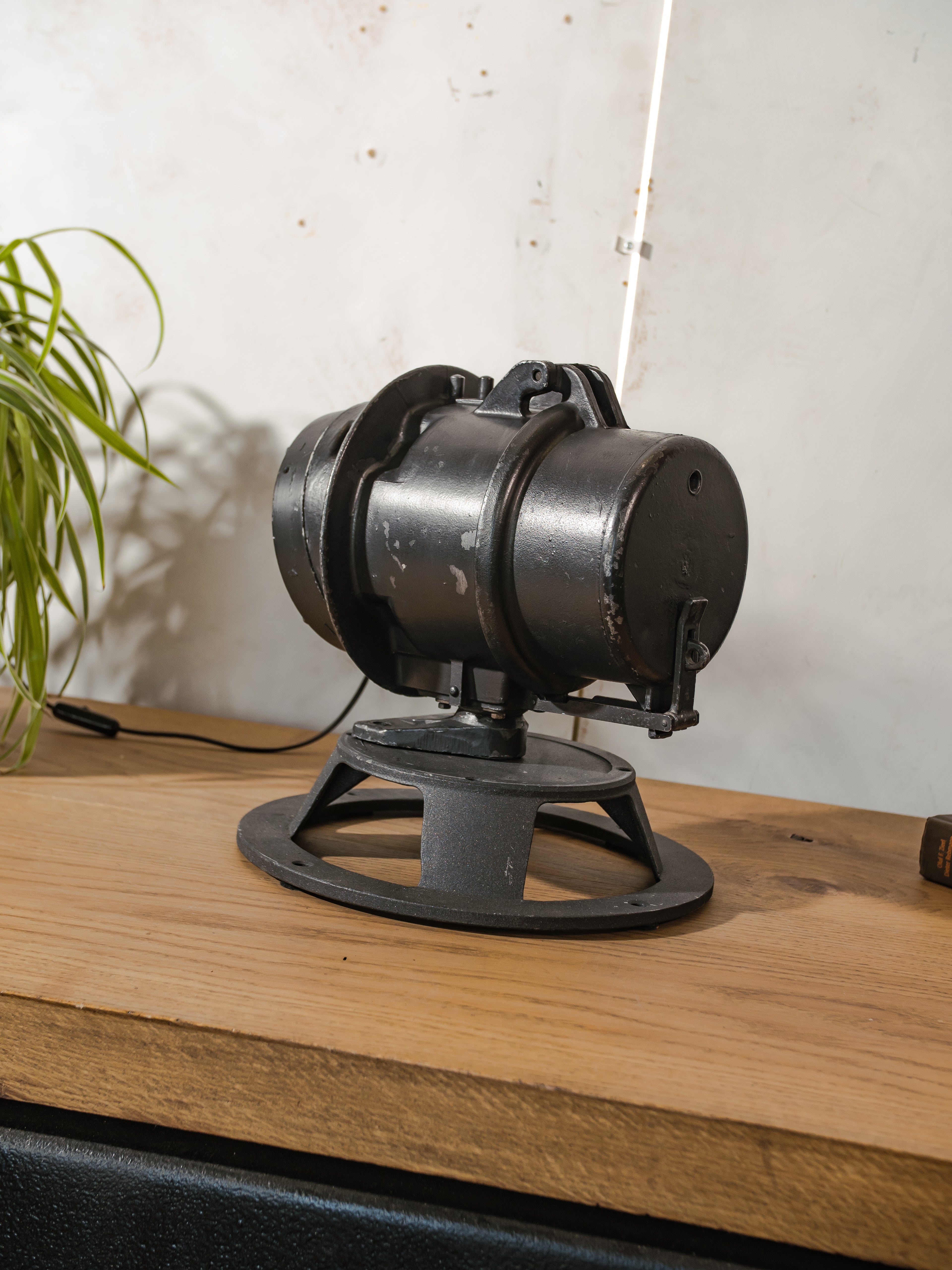 Industrial DDR Railroad Signal Spotlight Desk lamp, Vintage desk Light, Telesig Berlin, Orange Lens